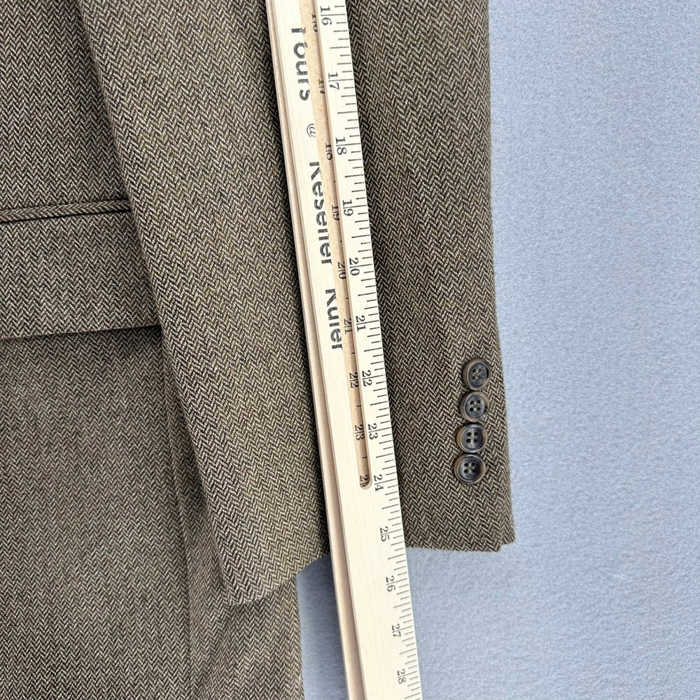 Lauren Ralph Lauren Lambswool Blazer Jacket Brown Herringbone 42L 2 Button Rich - Picture 8 of 9